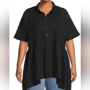 Terra‎ & Sky Black Button Down Shirt